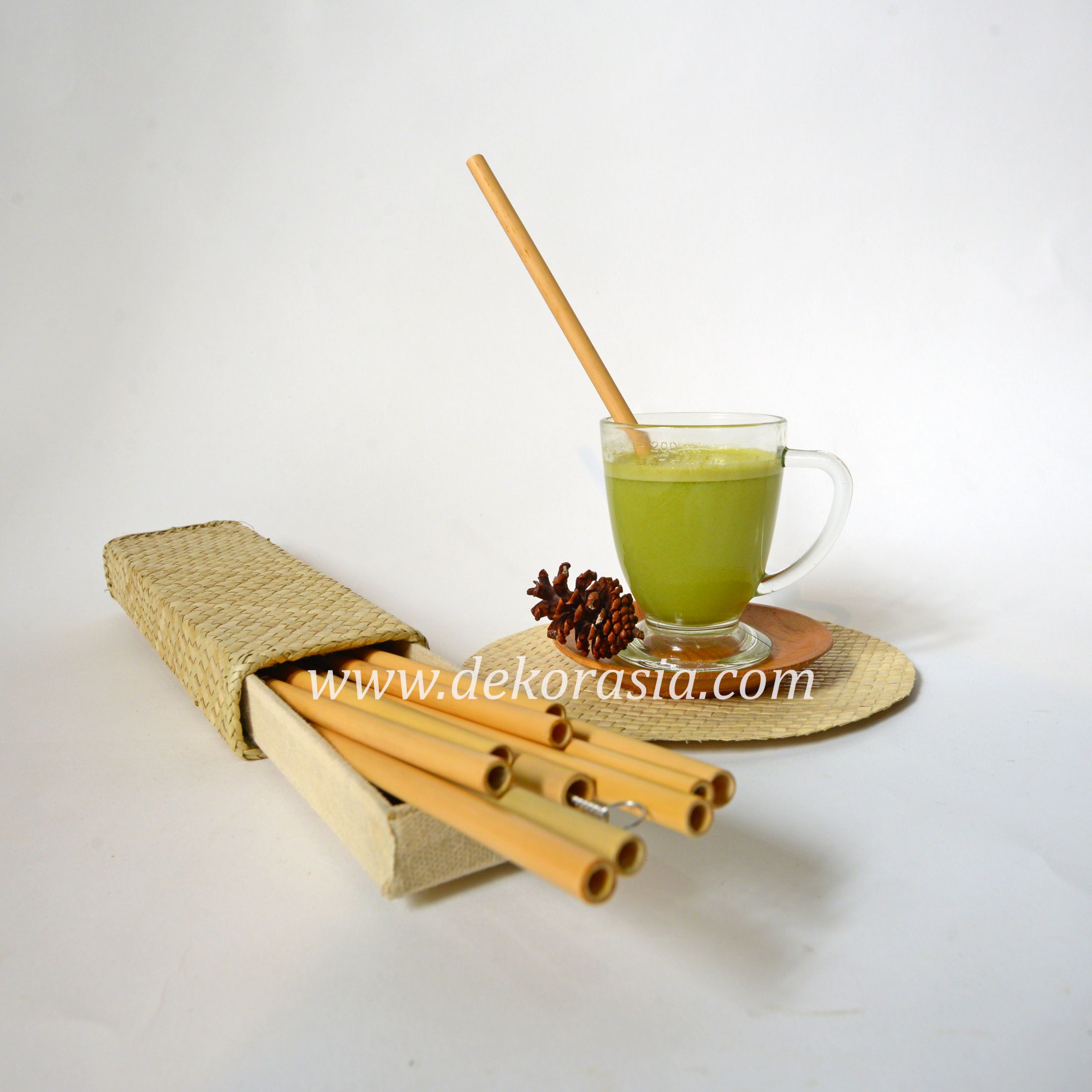 Bamboo Straw Set with Square Pencil Case